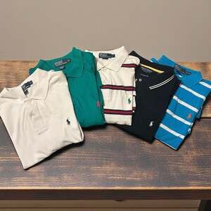 Lot of 5 Polo Ralph Lauren Men's Short Sleeve Cotton Polo Shirts Asst Colors XL